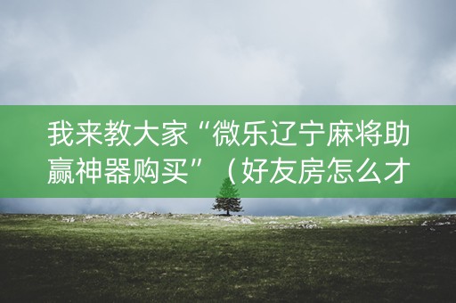 我来教大家“微乐辽宁麻将助赢神器购买”（好友房怎么才能赢)