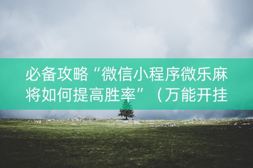 必备攻略“微信小程序微乐麻将如何提高胜率”（万能开挂神器)