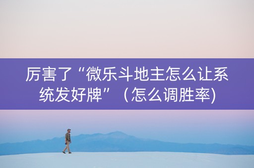 厉害了“微乐斗地主怎么让系统发好牌”（怎么调胜率)