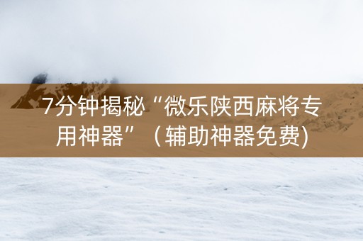 7分钟揭秘“微乐陕西麻将专用神器”（辅助神器免费)