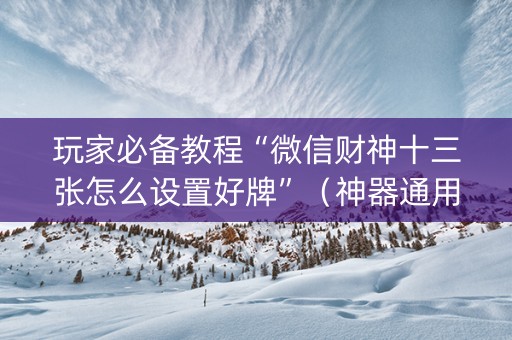 玩家必备教程“微信财神十三张怎么设置好牌”（神器通用版)