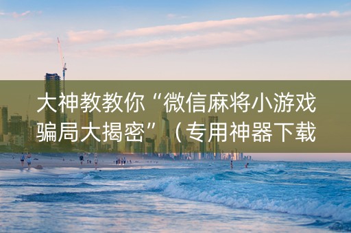 大神教教你“微信麻将小游戏骗局大揭密”（专用神器下载)