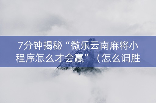 7分钟揭秘“微乐云南麻将小程序怎么才会赢”（怎么调胜率)