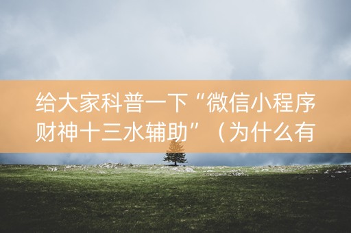 给大家科普一下“微信小程序财神十三水辅助”（为什么有人一直赢)
