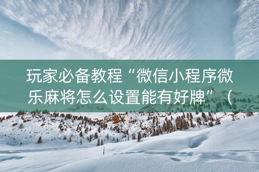 玩家必备教程“微信小程序微乐麻将怎么设置能有好牌”（怎么设置能有好牌)