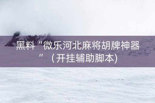 黑料“微乐河北麻将胡牌神器”（开挂辅助脚本)
