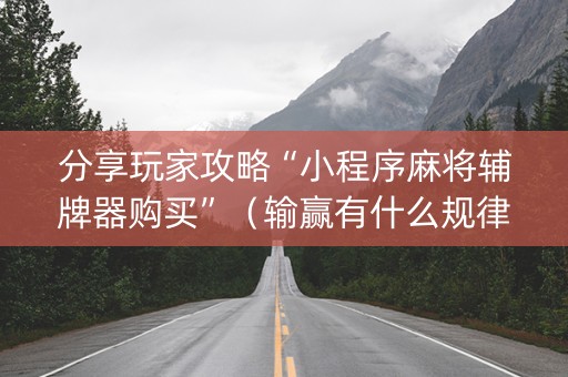 分享玩家攻略“小程序麻将辅牌器购买”（输赢有什么规律)