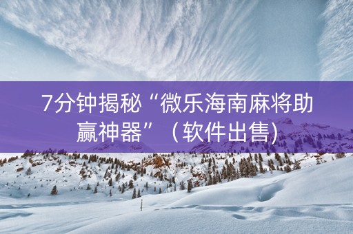 7分钟揭秘“微乐海南麻将助赢神器”（软件出售)
