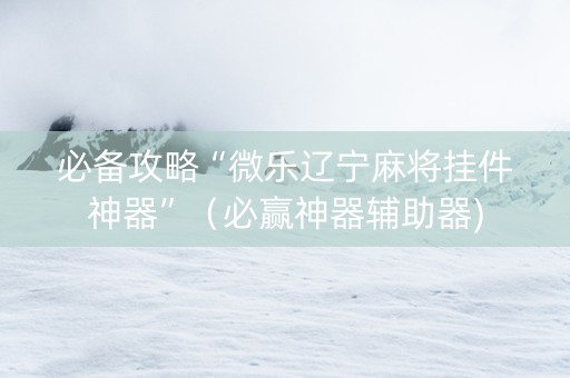 必备攻略“微乐辽宁麻将挂件神器”（必赢神器辅助器)