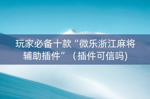 玩家必备十款“微乐浙江麻将辅助插件”（插件可信吗)
