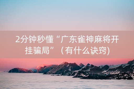 2分钟秒懂“广东雀神麻将开挂骗局”（有什么诀窍)
