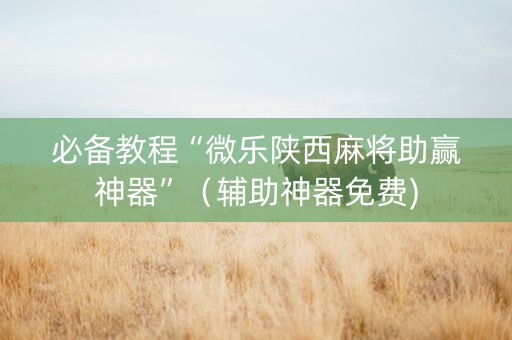必备教程“微乐陕西麻将助赢神器”（辅助神器免费)