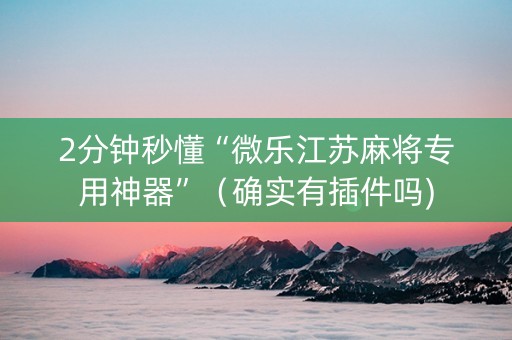 2分钟秒懂“微乐江苏麻将专用神器”（确实有插件吗)