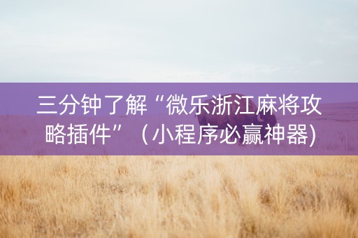 三分钟了解“微乐浙江麻将攻略插件”（小程序必赢神器)