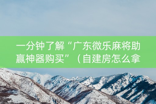 一分钟了解“广东微乐麻将助赢神器购买”（自建房怎么拿好牌)