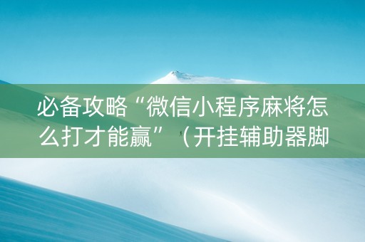 必备攻略“微信小程序麻将怎么打才能赢”（开挂辅助器脚本)