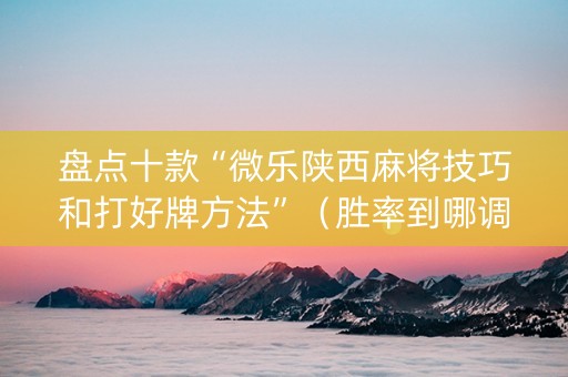 盘点十款“微乐陕西麻将技巧和打好牌方法”（胜率到哪调)