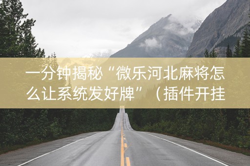 一分钟揭秘“微乐河北麻将怎么让系统发好牌”（插件开挂免费AI)