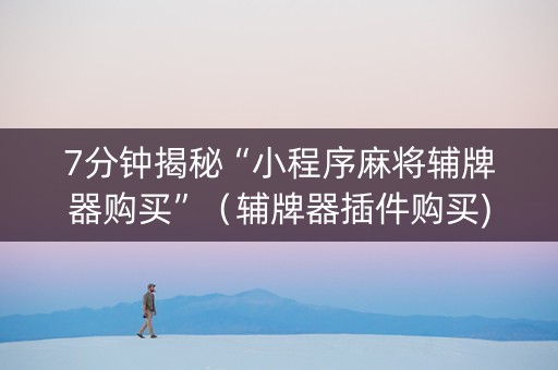 7分钟揭秘“小程序麻将辅牌器购买”（辅牌器插件购买)