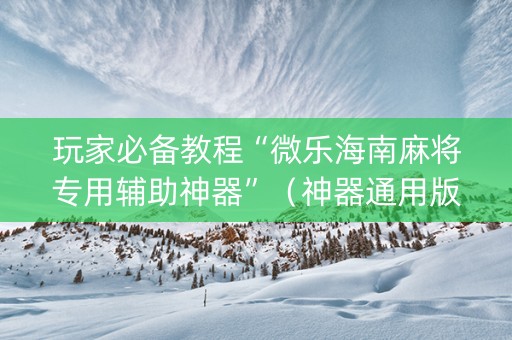 玩家必备教程“微乐海南麻将专用辅助神器”（神器通用版)