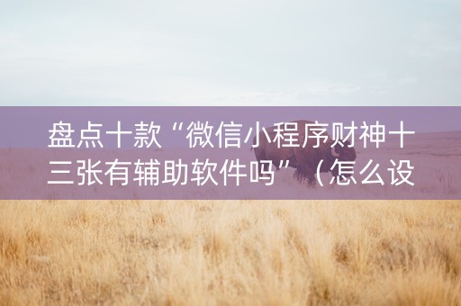 盘点十款“微信小程序财神十三张有辅助软件吗”（怎么设置才能赢)
