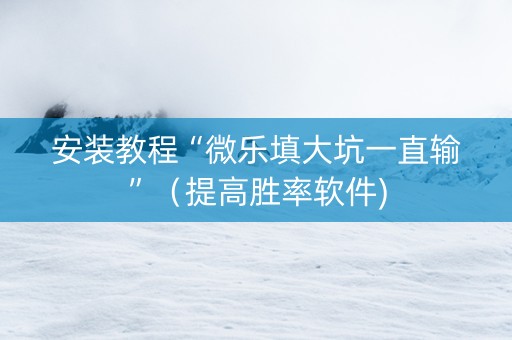 安装教程“微乐填大坑一直输”（提高胜率软件)