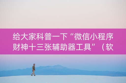 给大家科普一下“微信小程序财神十三张辅助器工具”（软件出售)