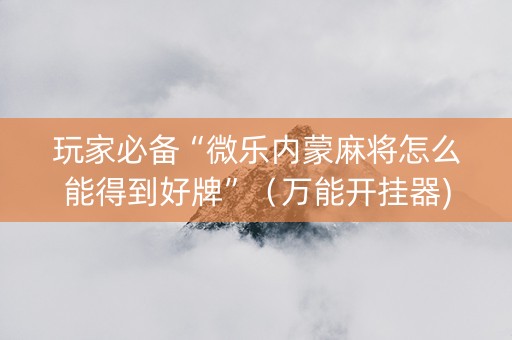 玩家必备“微乐内蒙麻将怎么能得到好牌”（万能开挂器)