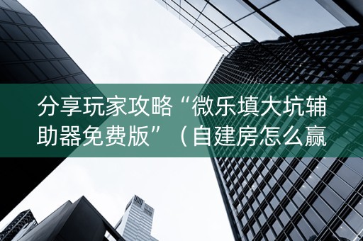 分享玩家攻略“微乐填大坑辅助器免费版”（自建房怎么赢)