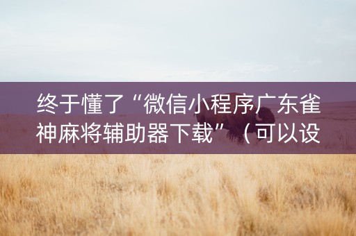终于懂了“微信小程序广东雀神麻将辅助器下载”（可以设置输赢吗)