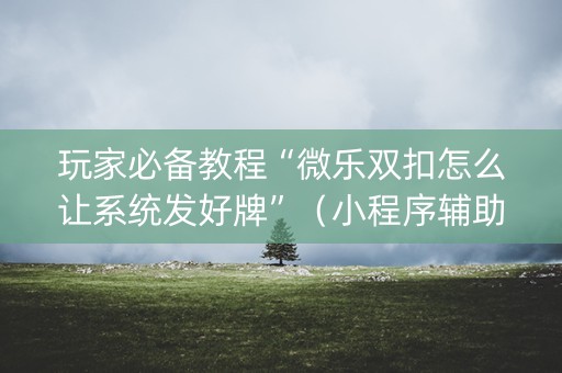 玩家必备教程“微乐双扣怎么让系统发好牌”（小程序辅助软件)