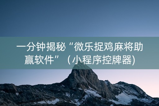 一分钟揭秘“微乐捉鸡麻将助赢软件”（小程序控牌器)