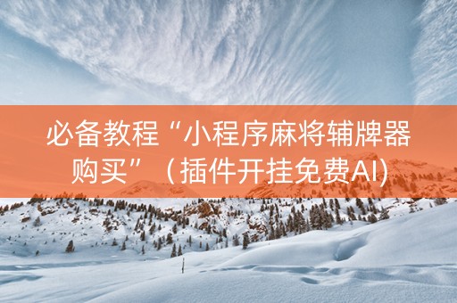 必备教程“小程序麻将辅牌器购买”（插件开挂免费AI)