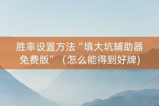 胜率设置方法“填大坑辅助器免费版”（怎么能得到好牌)