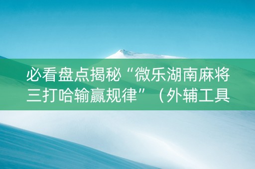 必看盘点揭秘“微乐湖南麻将三打哈输赢规律”（外辅工具)
