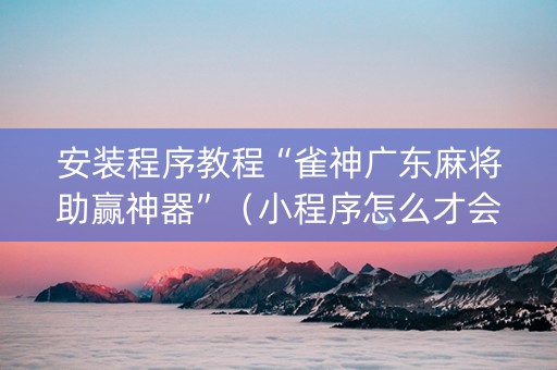安装程序教程“雀神广东麻将助赢神器”（小程序怎么才会赢)