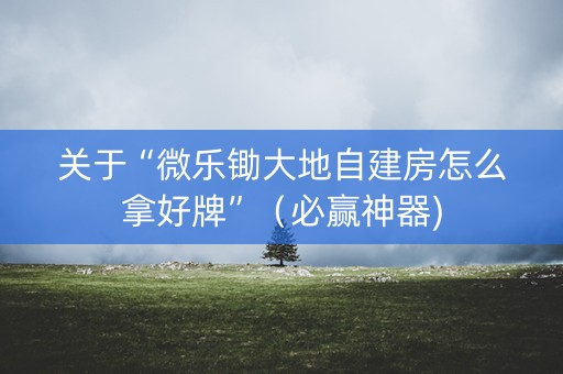 关于“微乐锄大地自建房怎么拿好牌”（必赢神器)