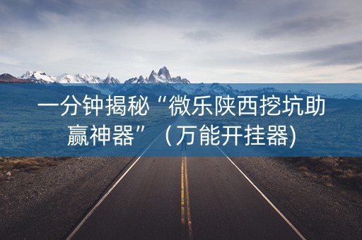 一分钟揭秘“微乐陕西挖坑助赢神器”（万能开挂器)