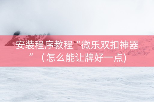 安装程序教程“微乐双扣神器”（怎么能让牌好一点)