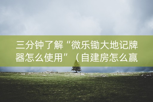 三分钟了解“微乐锄大地记牌器怎么使用”（自建房怎么赢)