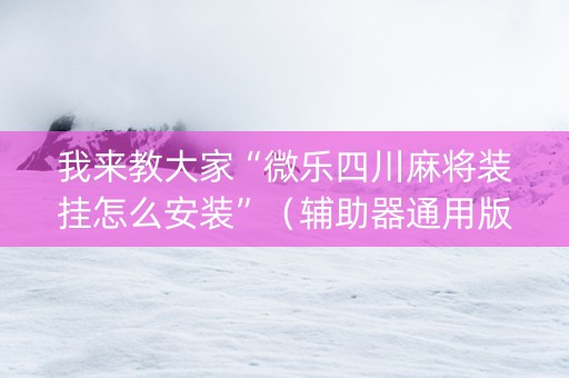 我来教大家“微乐四川麻将装挂怎么安装”（辅助器通用版)