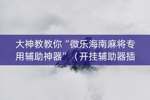 大神教教你“微乐海南麻将专用辅助神器”（开挂辅助器插件)