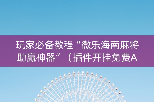 玩家必备教程“微乐海南麻将助赢神器”（插件开挂免费AI)