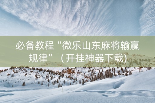 必备教程“微乐山东麻将输赢规律”（开挂神器下载)