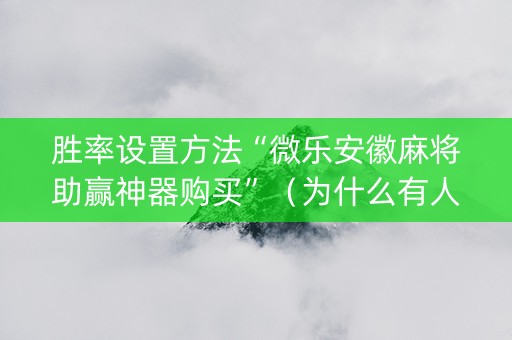 胜率设置方法“微乐安徽麻将助赢神器购买”（为什么有人一直赢)
