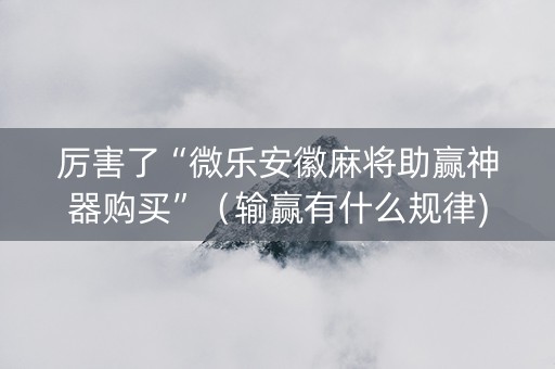 厉害了“微乐安徽麻将助赢神器购买”（输赢有什么规律)