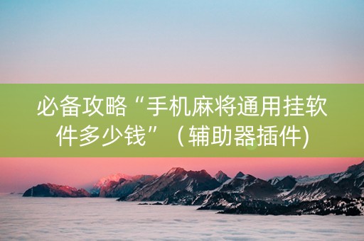必备攻略“手机麻将通用挂软件多少钱”（辅助器插件)