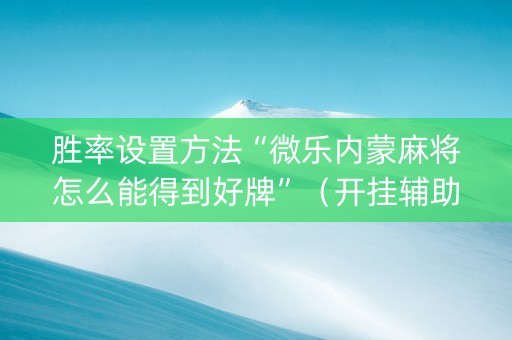 胜率设置方法“微乐内蒙麻将怎么能得到好牌”（开挂辅助插件)