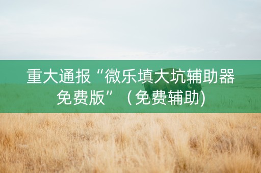 重大通报“微乐填大坑辅助器免费版”（免费辅助)