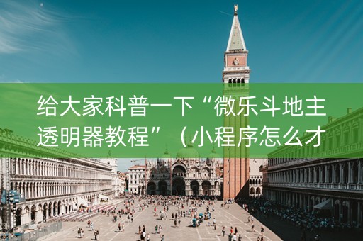 给大家科普一下“微乐斗地主透明器教程”（小程序怎么才会赢)